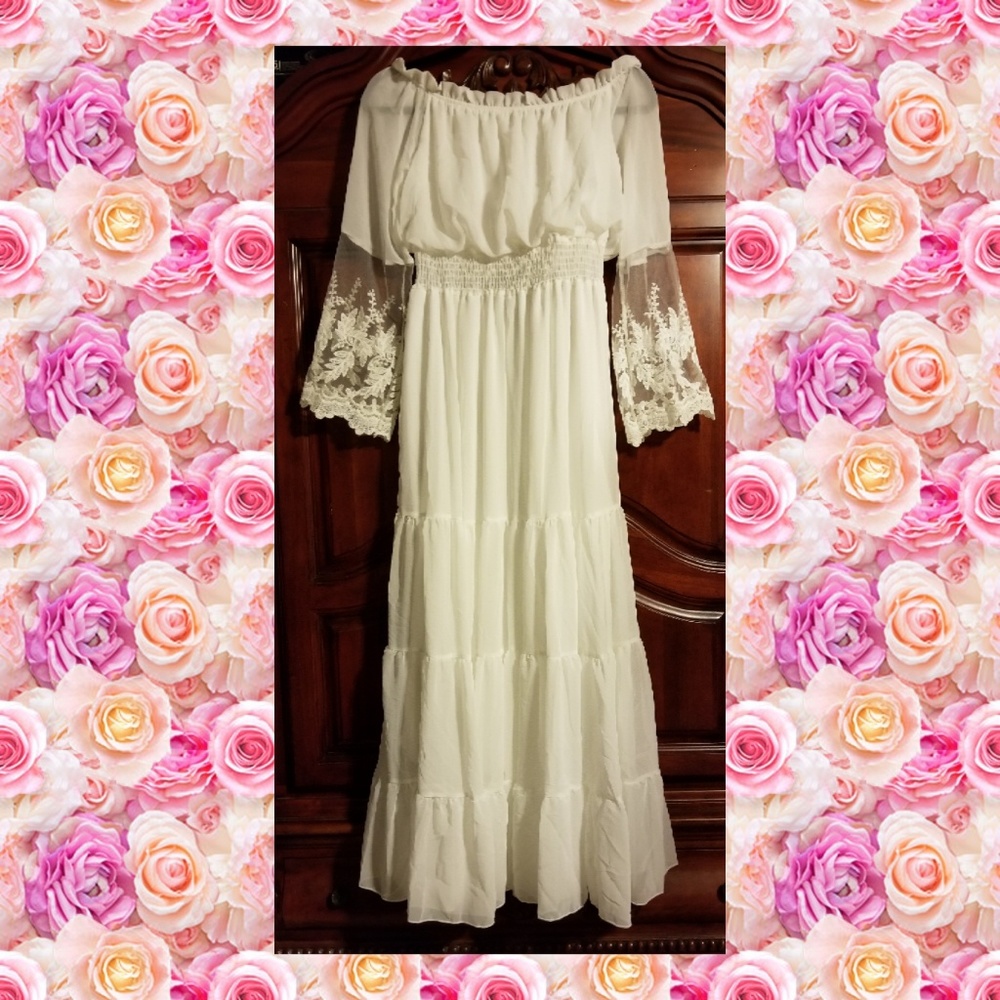 Ivory Chiffon Maxi Dress